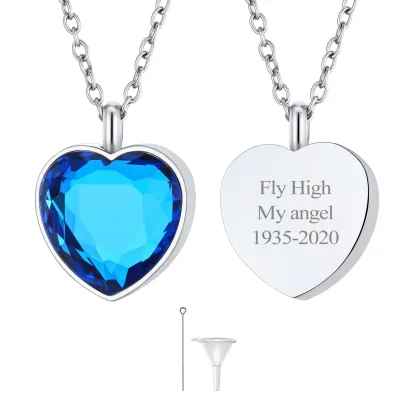  Collier Urne en Cœur Personnalisé avec Pierre de Naissance pour Cendres
