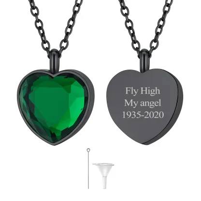  Collier Urne en Cœur Personnalisé avec Pierre de Naissance pour Cendres