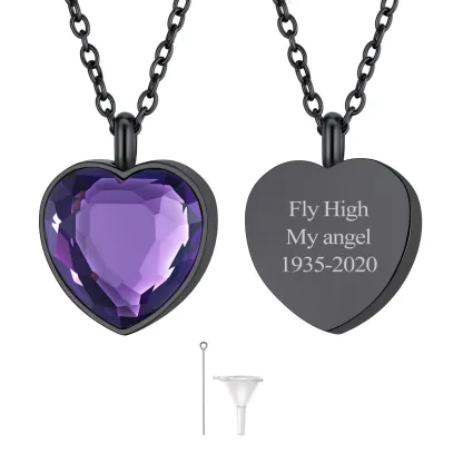  Collier Urne en Cœur Personnalisé avec Pierre de Naissance pour Cendres