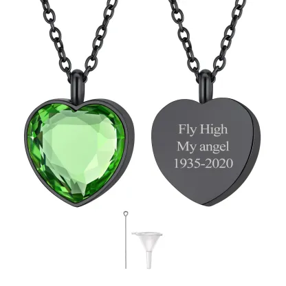  Collier Urne en Cœur Personnalisé avec Pierre de Naissance pour Cendres