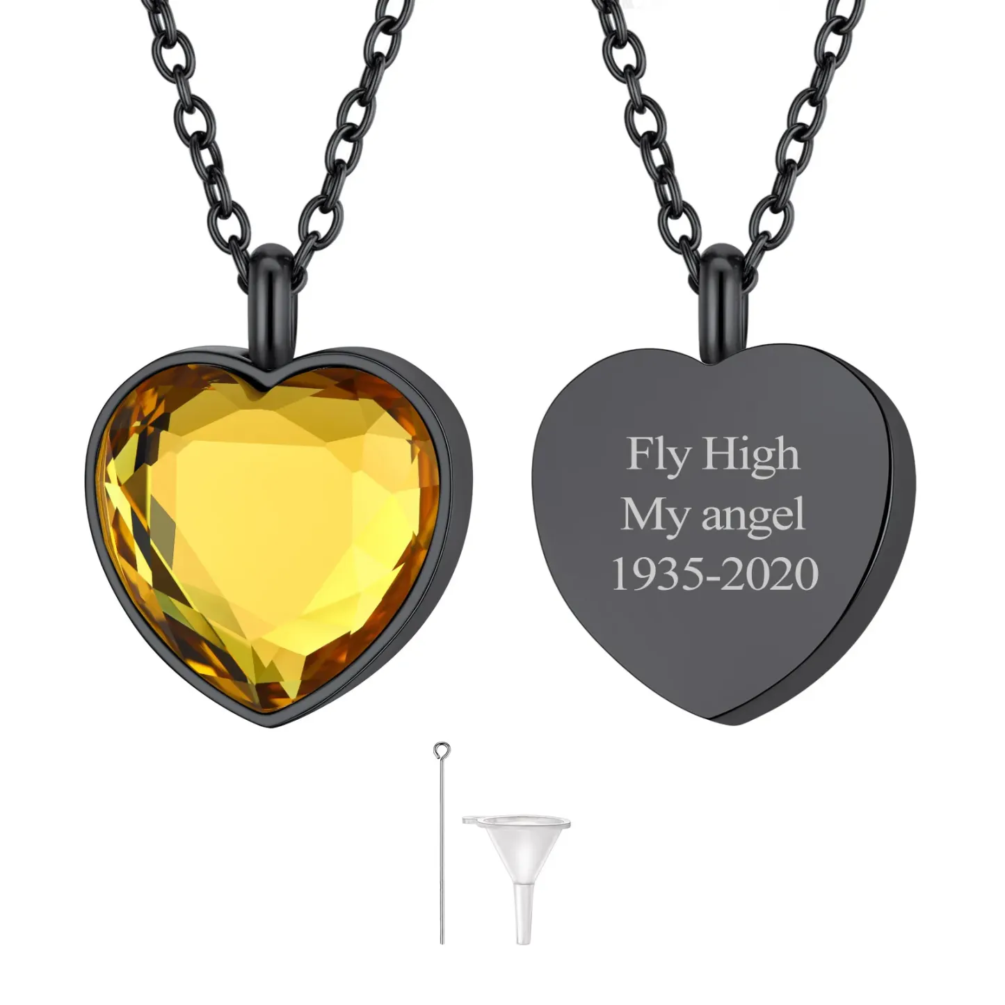  Collier Urne en Cœur Personnalisé avec Pierre de Naissance pour Cendres