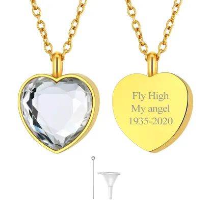  Collier Urne en Cœur Personnalisé avec Pierre de Naissance pour Cendres