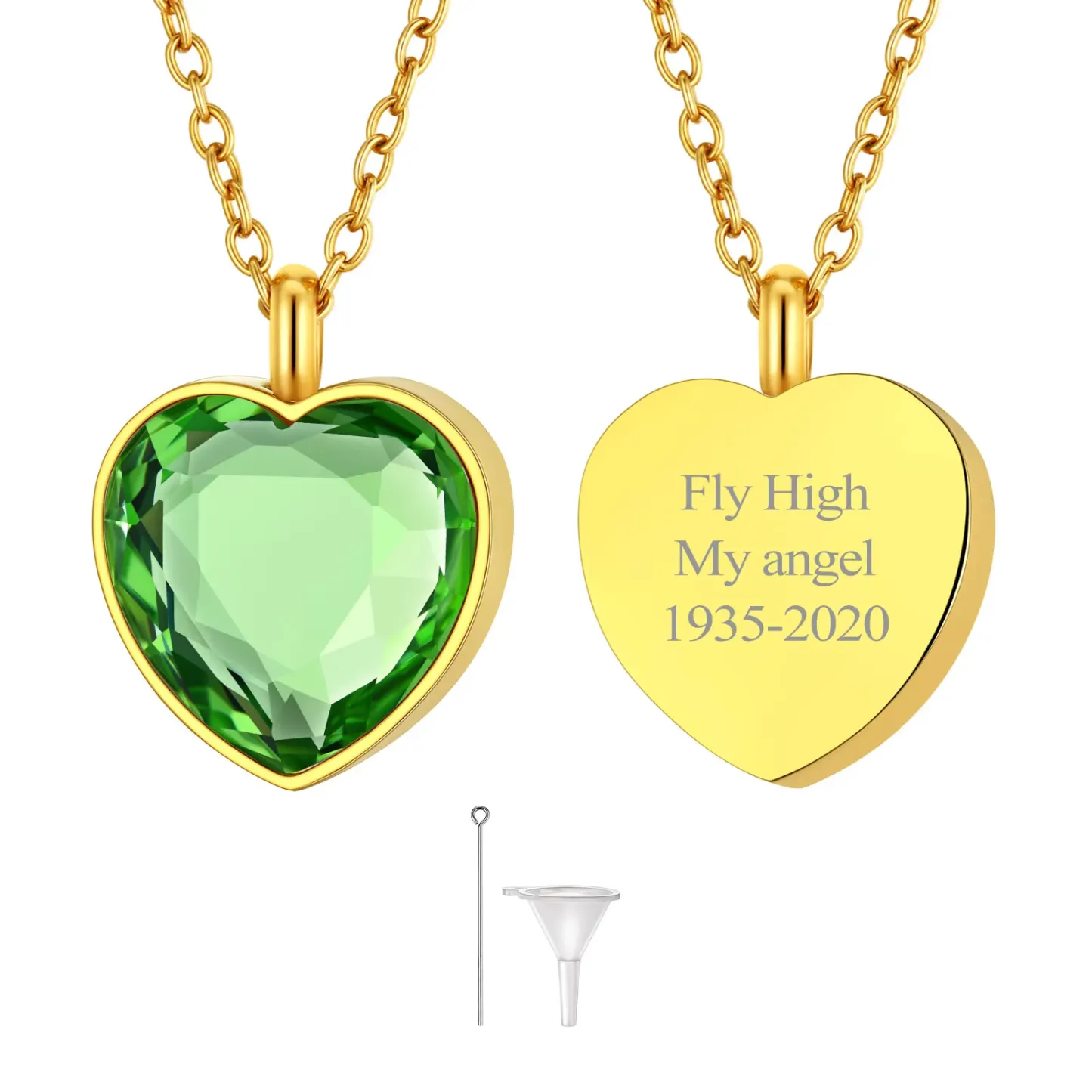  Collier Urne en Cœur Personnalisé avec Pierre de Naissance pour Cendres