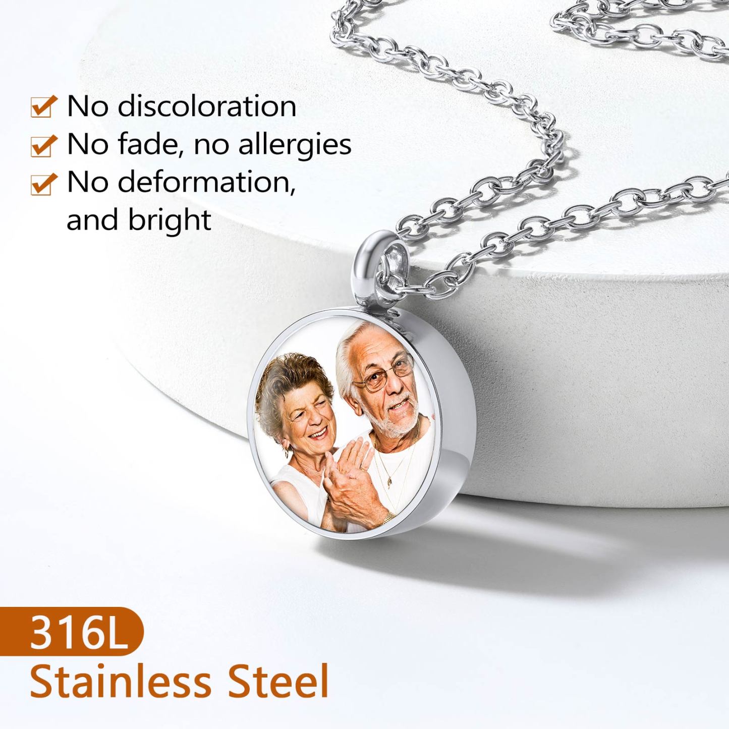 Collier Urne Étanche Funéraire Personnalisé avec Photo et Empreinte Détail