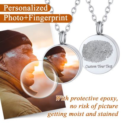 Collier Urne Étanche Funéraire Personnalisé avec Photo et Empreinte Protective