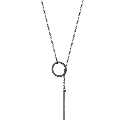 Collier Y en Forme de Barre Personnalisable avec Gravure Noir