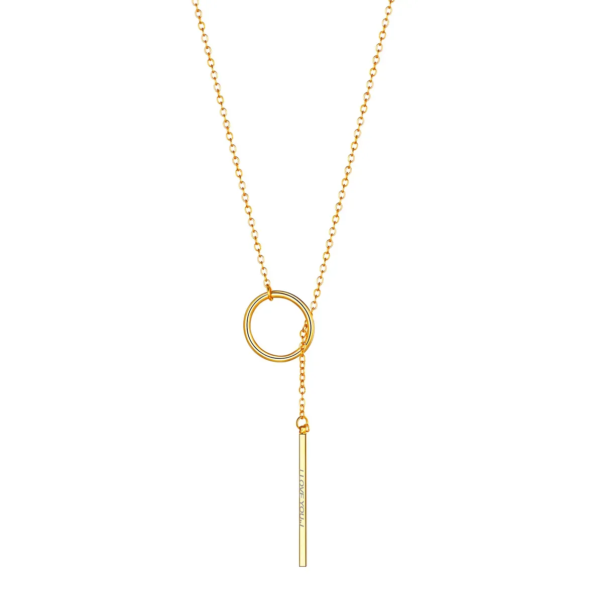 Collier Y en Forme de Barre Personnalisable avec Gravure Or