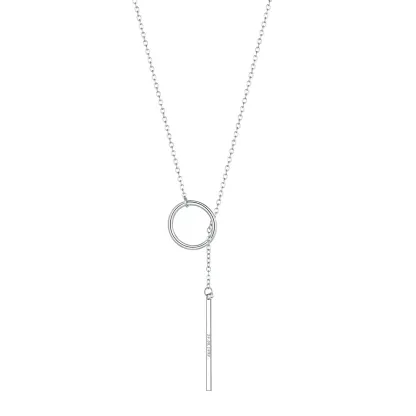 Collier Y en Forme de Barre Personnalisable avec Gravure Argenté