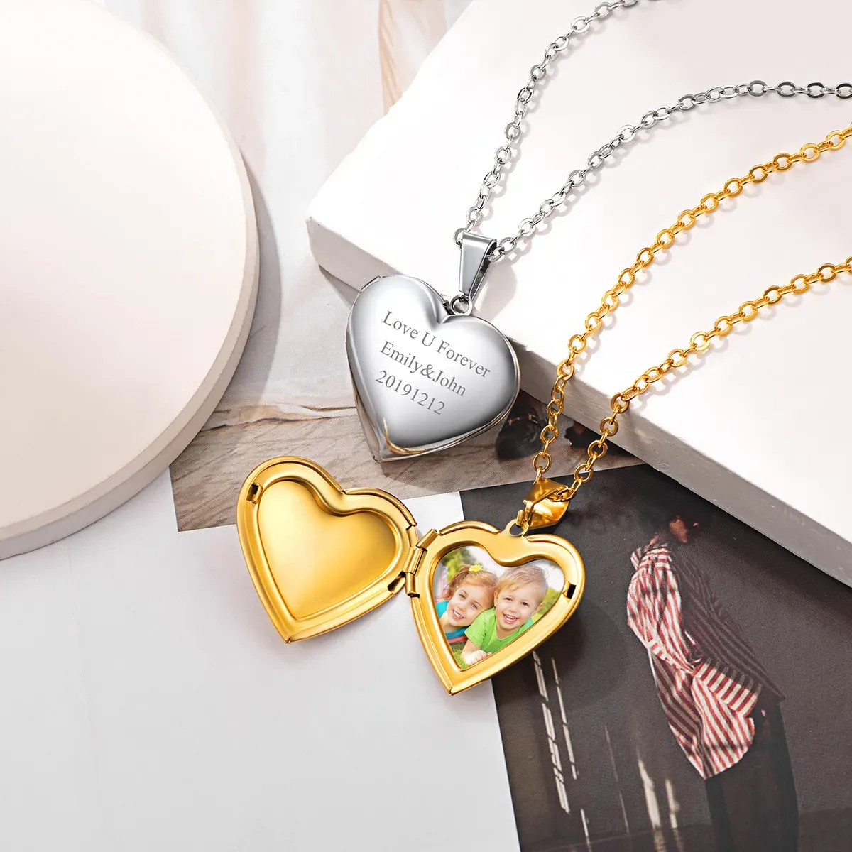 Collier Collection Personnalisé avec Pendentif Cœur Gravé pour Femme