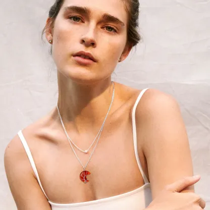 Collier Pendentif Cristal de Naissance en Forme de Croissant Modèle