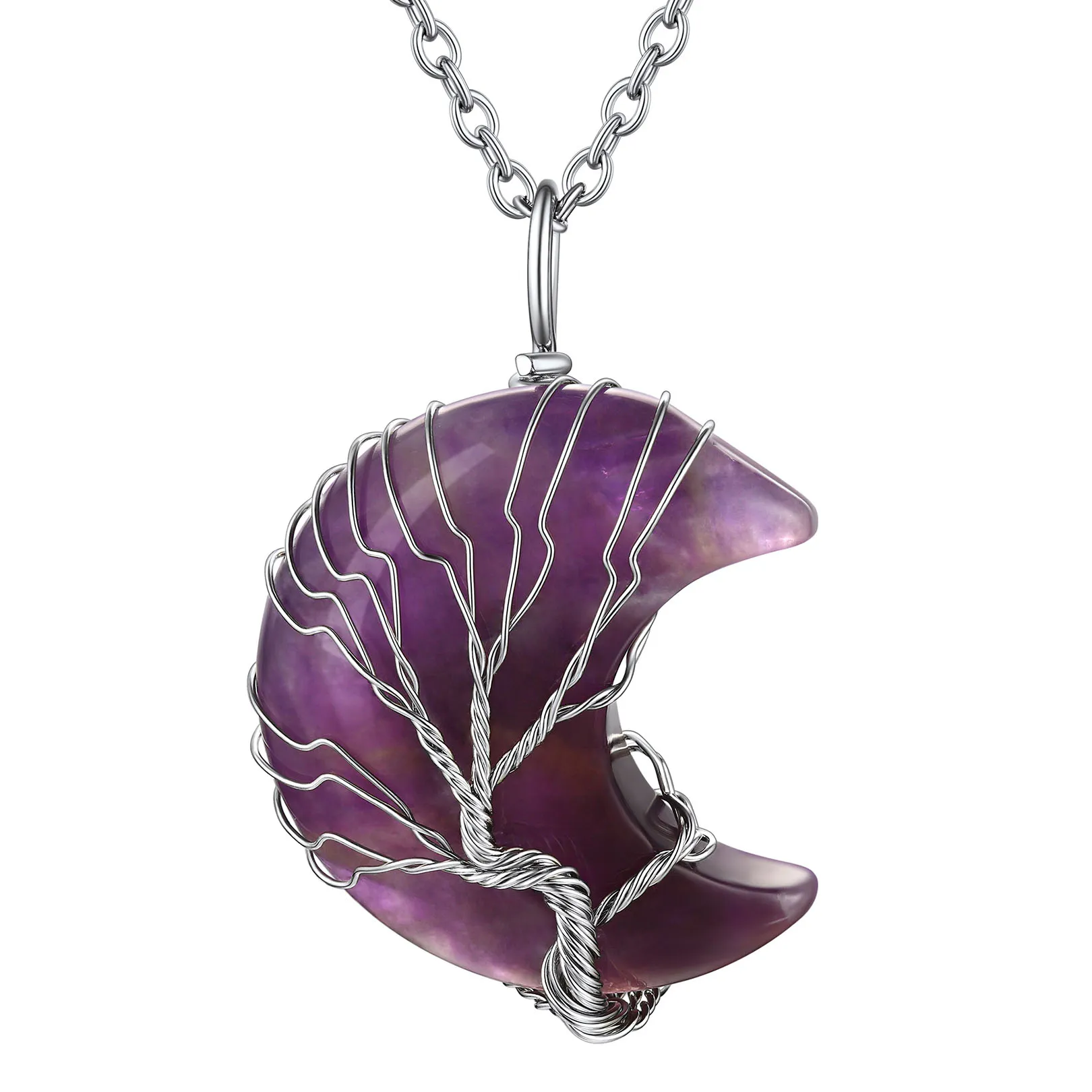 Collier Pendentif Cristal de Naissance en Forme de Croissant 2