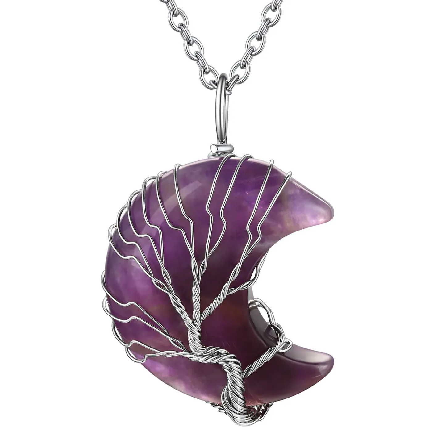 Collier Pendentif Cristal de Naissance en Forme de Croissant 2