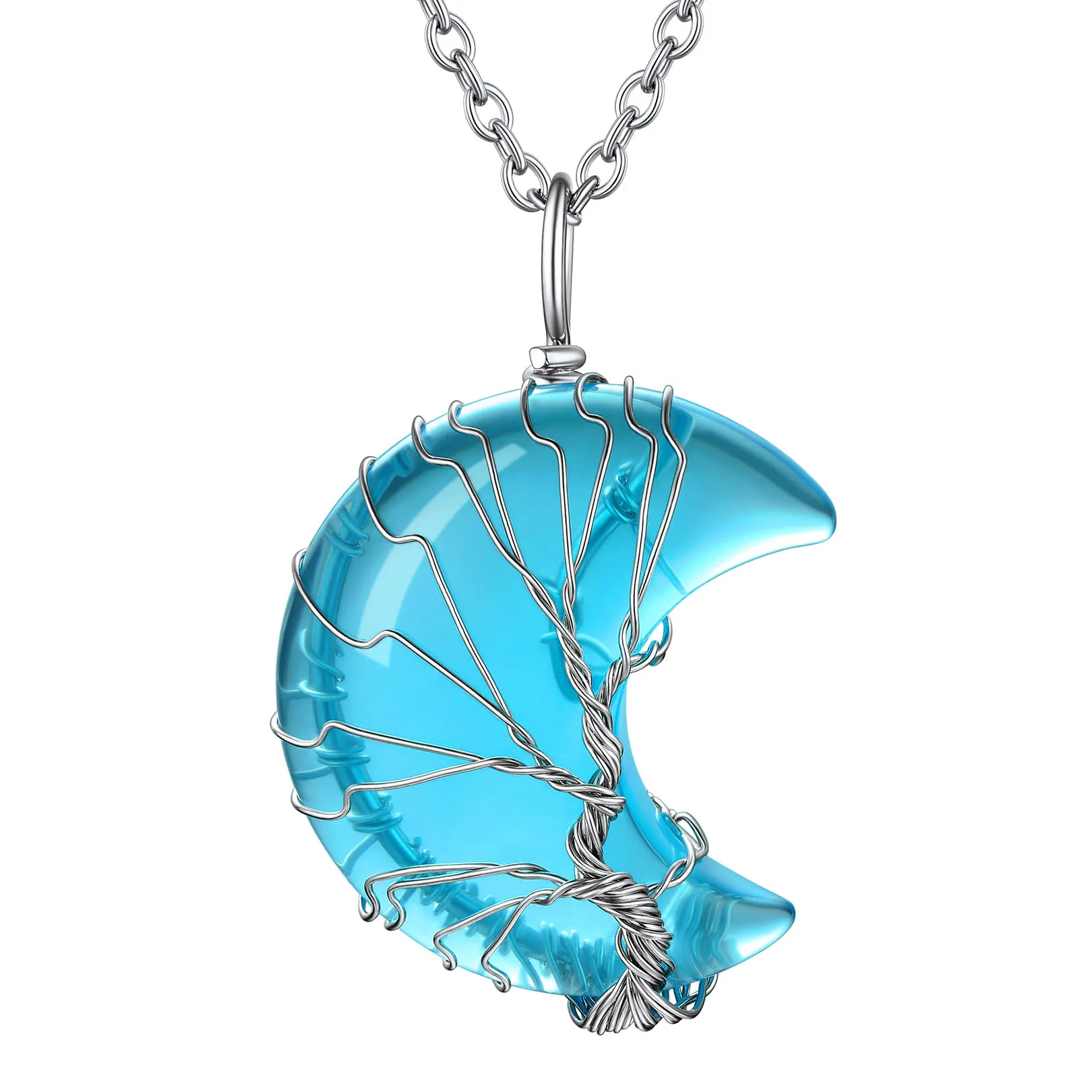 Collier Pendentif Cristal de Naissance en Forme de Croissant 3