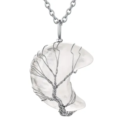 Collier Pendentif Cristal de Naissance en Forme de Croissant 4
