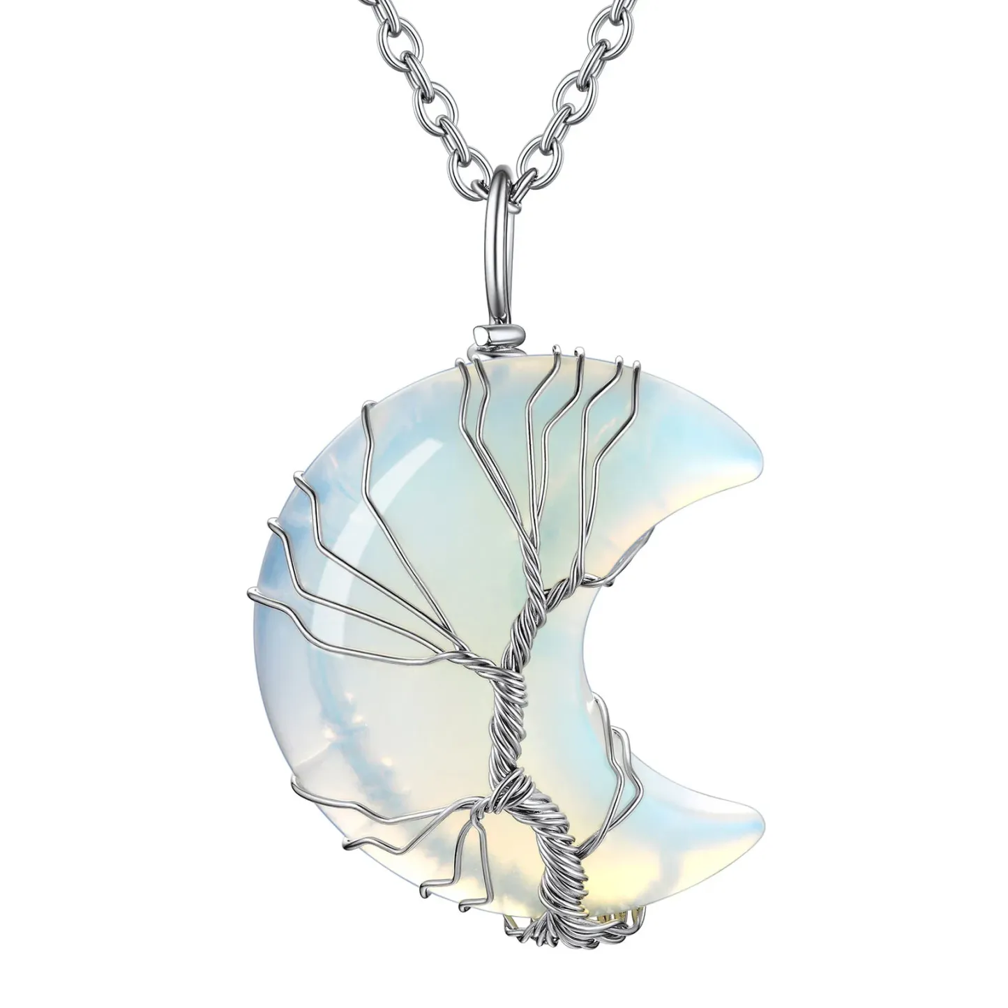 Collier Pendentif Cristal de Naissance en Forme de Croissant 6