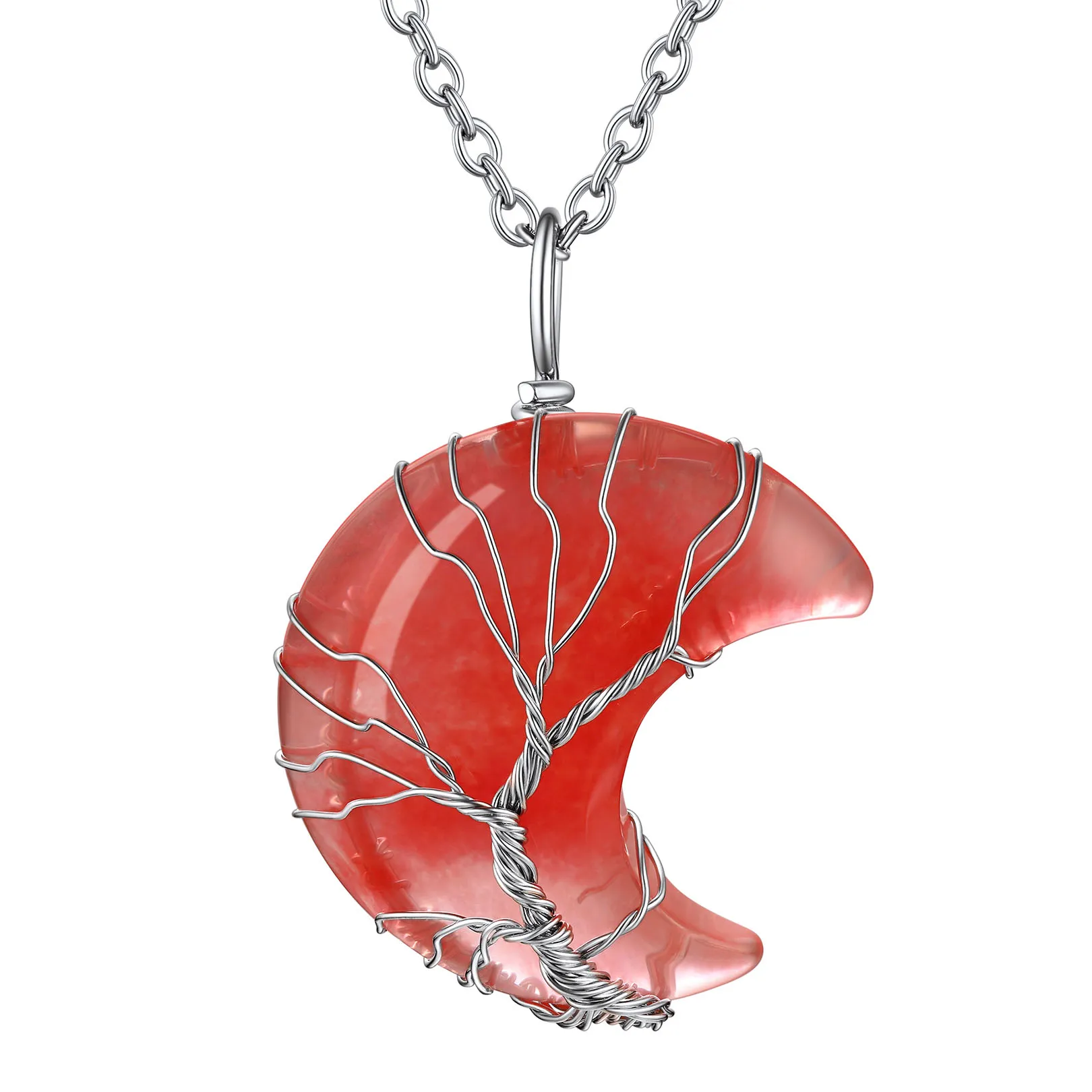 Collier Pendentif Cristal de Naissance en Forme de Croissant 7