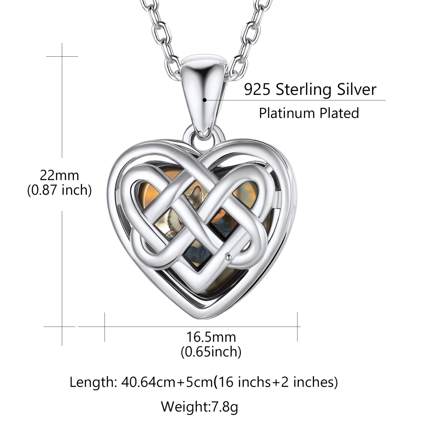 Collier Médaillon Cœur Celtique Personnalisé avec Photo pour Femme Taille