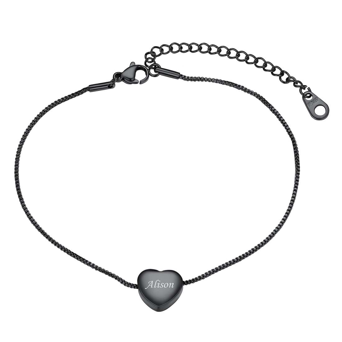 Bracelet de Cheville Cœur Gravé Été Plage pour Femme Noir