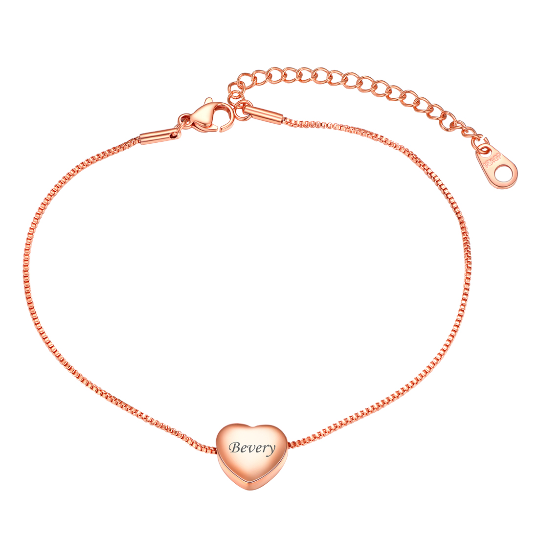 Bracelet de Cheville Cœur Gravé Été Plage pour Femme Or Rose