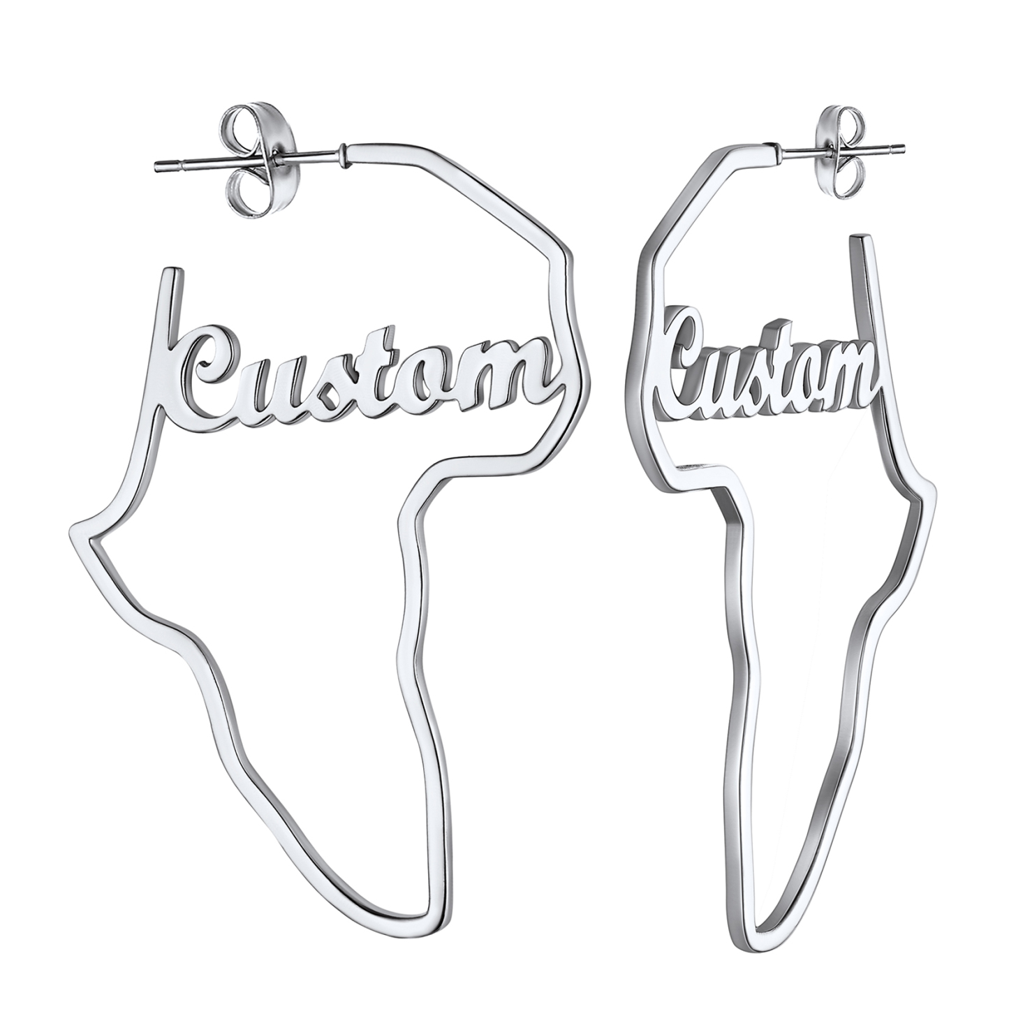 Boucles d’Oreilles Carte d’Afrique Personnalisées avec Nom