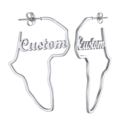 Boucles d’Oreilles Carte d’Afrique Personnalisées avec Nom