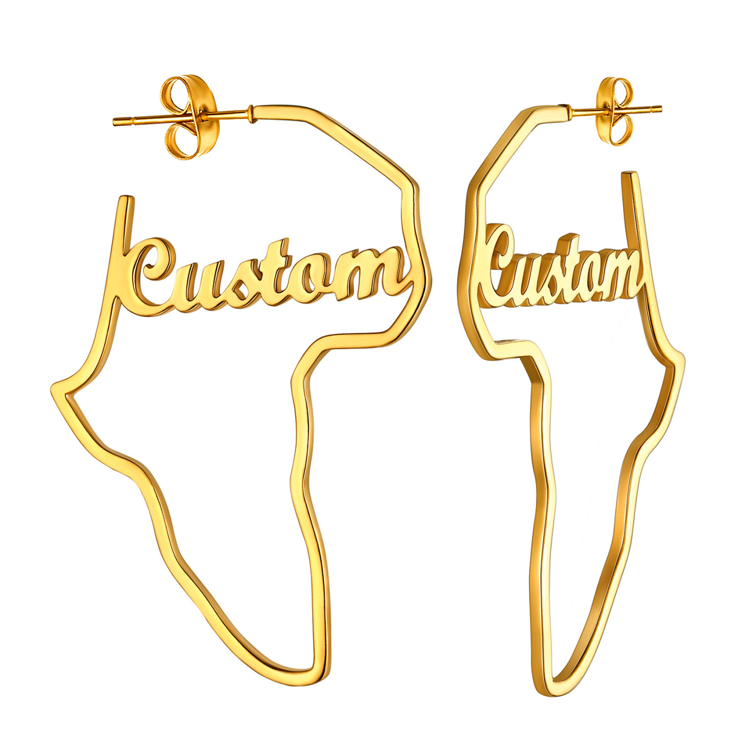 Boucles d’Oreilles Carte d’Afrique Or