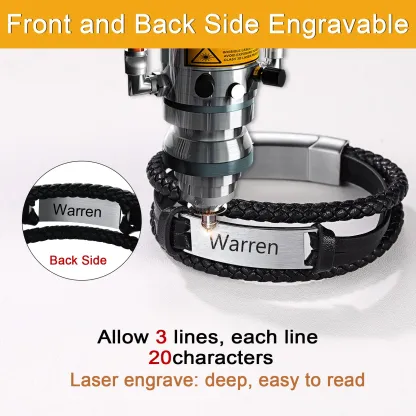 Bracelet en Cuir Tressé Personnalisé pour Homme Police