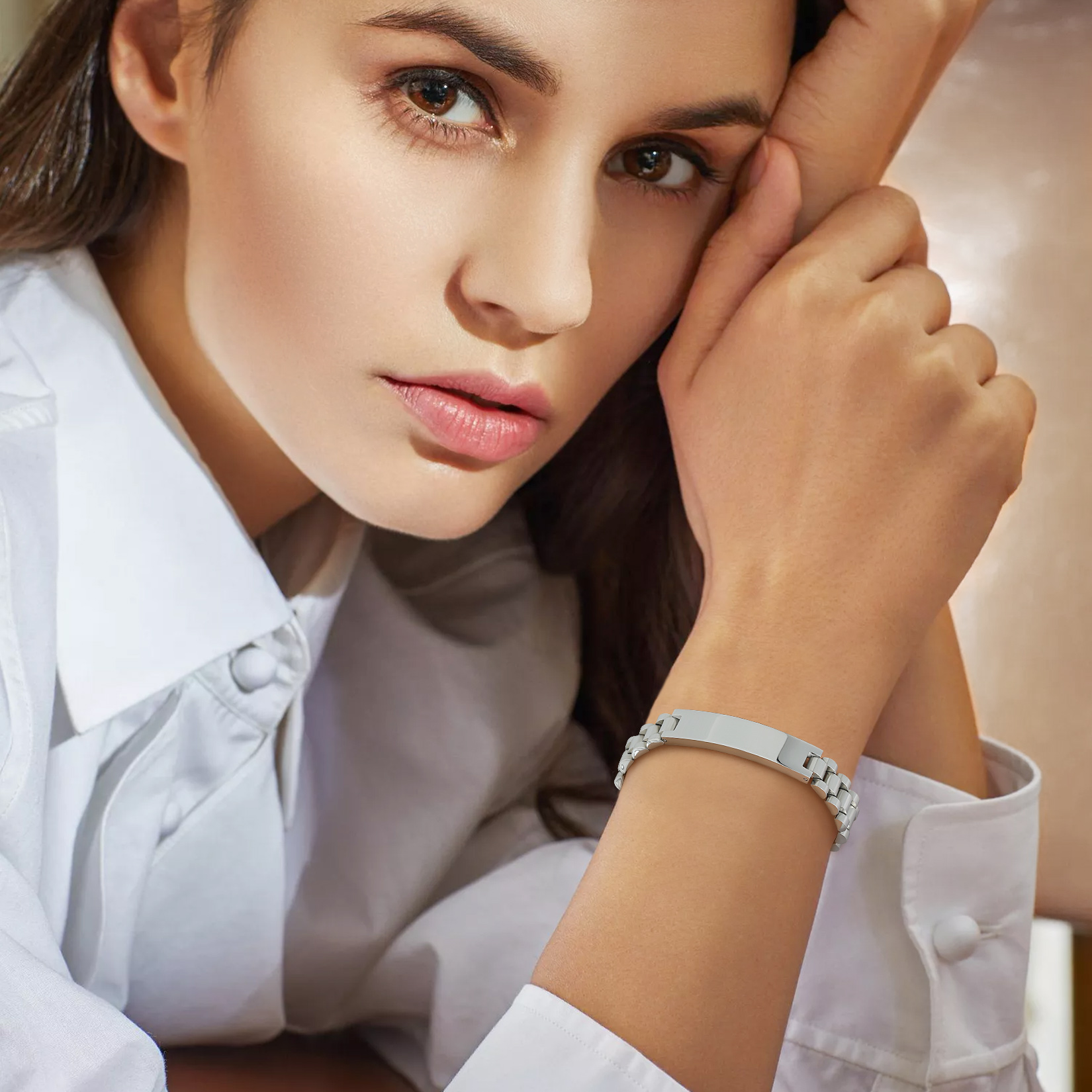 Bracelet en Acier Inoxydable Gravé Personnalisé pour Homme Femme