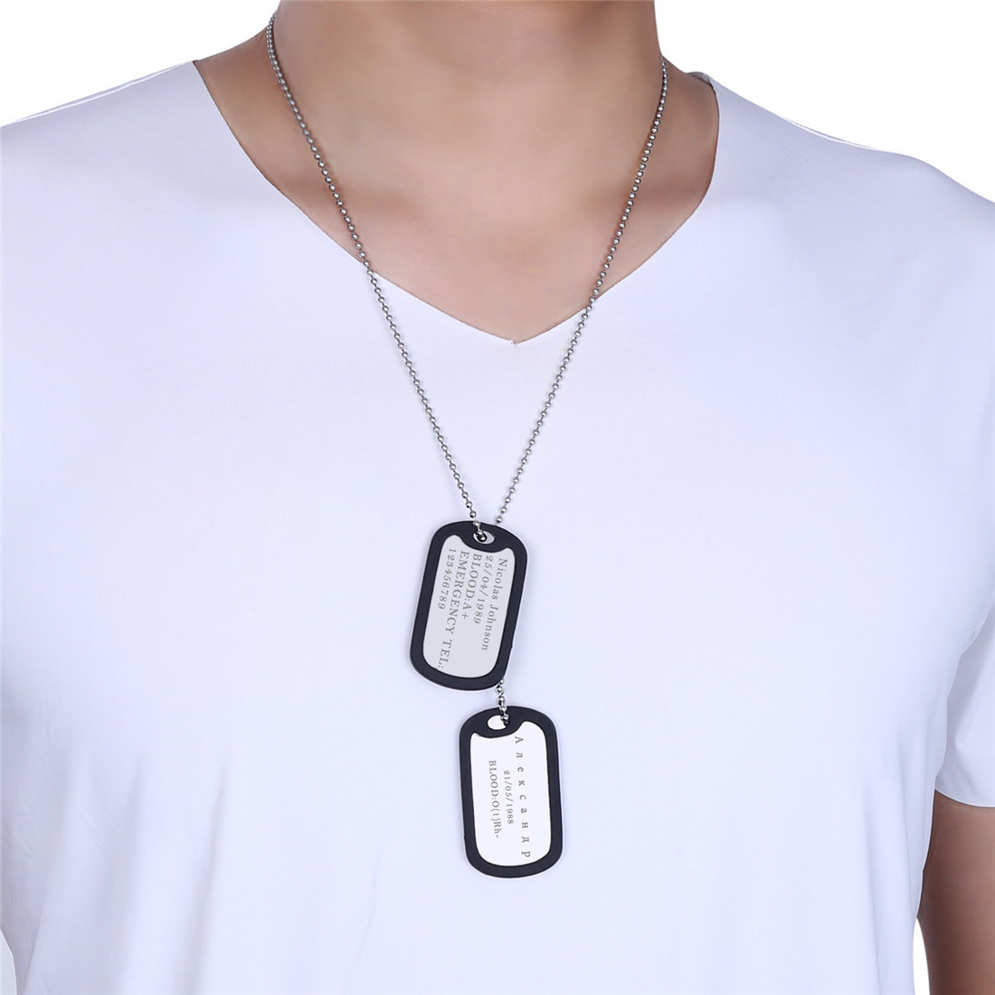 Collier Plaque Militaire en Acier Inoxydable Personnalisé Modèle