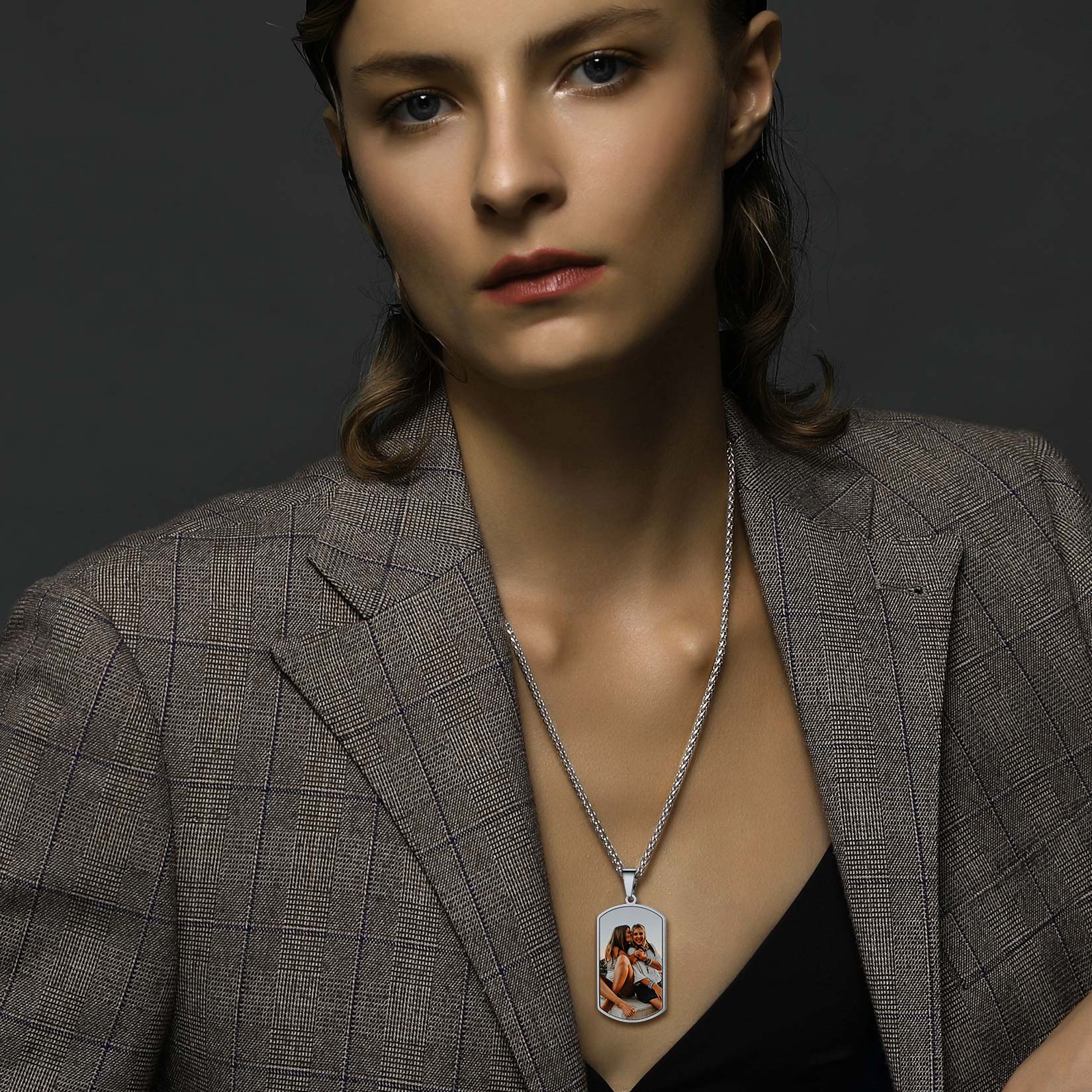 Collier Plaque Militaire Personnalisée avec Photo Modèle