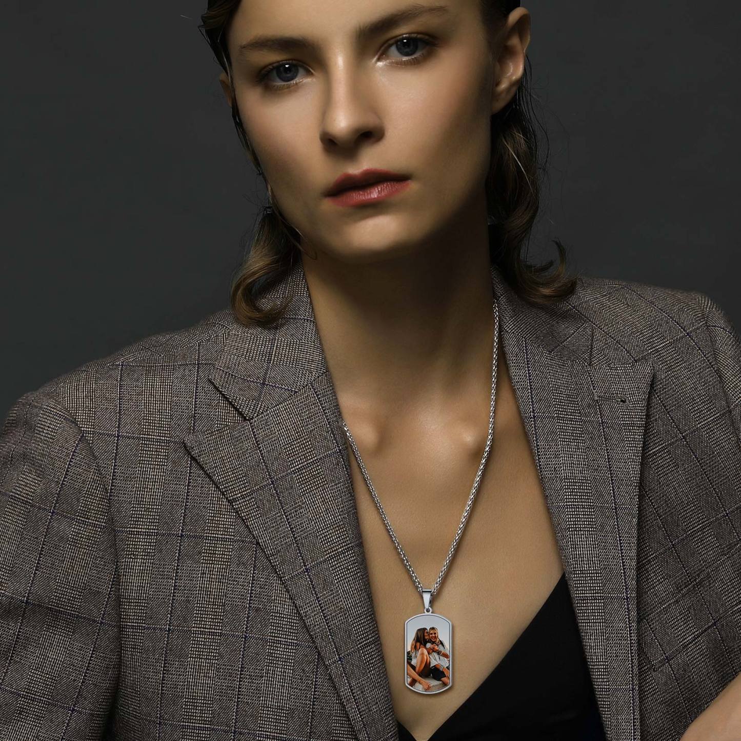 Collier Plaque Militaire Personnalisée avec Photo Modèle