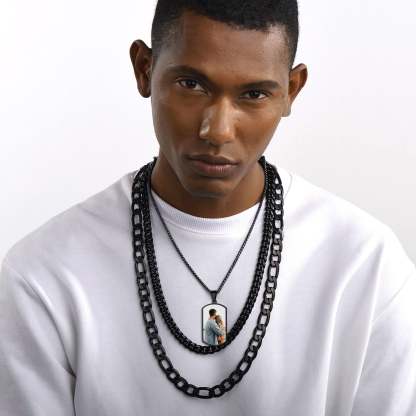 Collier Plaque Militaire Personnalisée avec Photo Recto-Verso Modèle