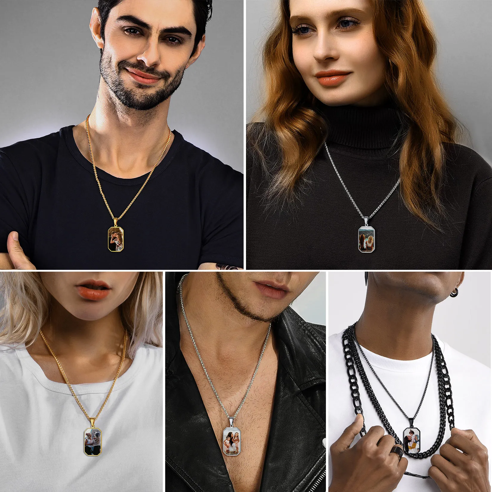 Pendentif Plaque Militaire avec Photo pour Homme