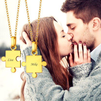Collier Puzzle Gravé Cadeau pour Couples 