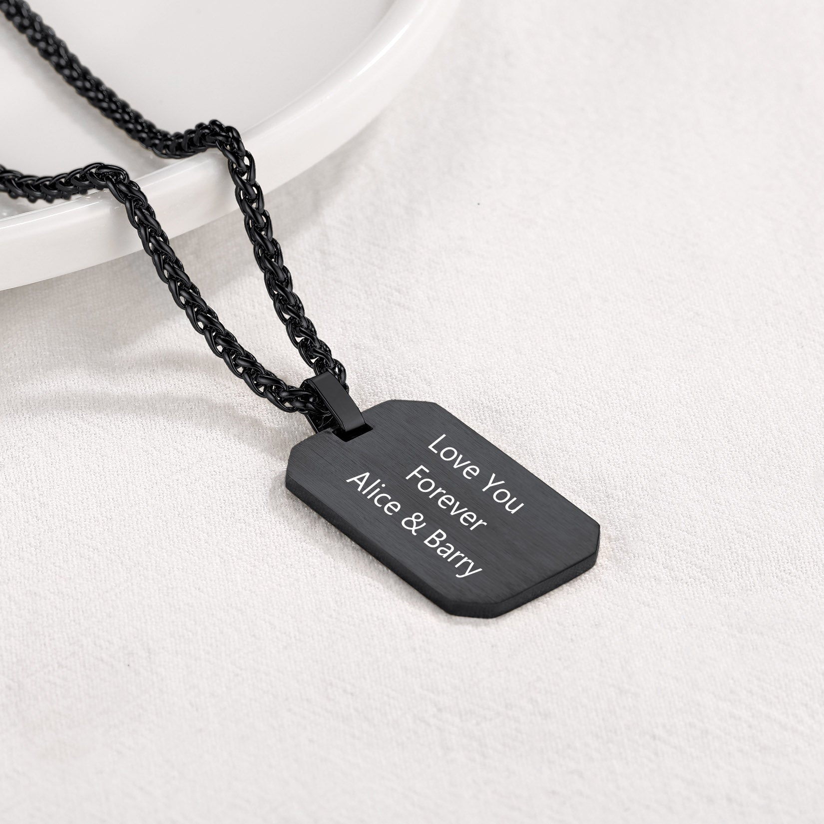 Collier Médaillon Octogonal Personnalisé Noir 