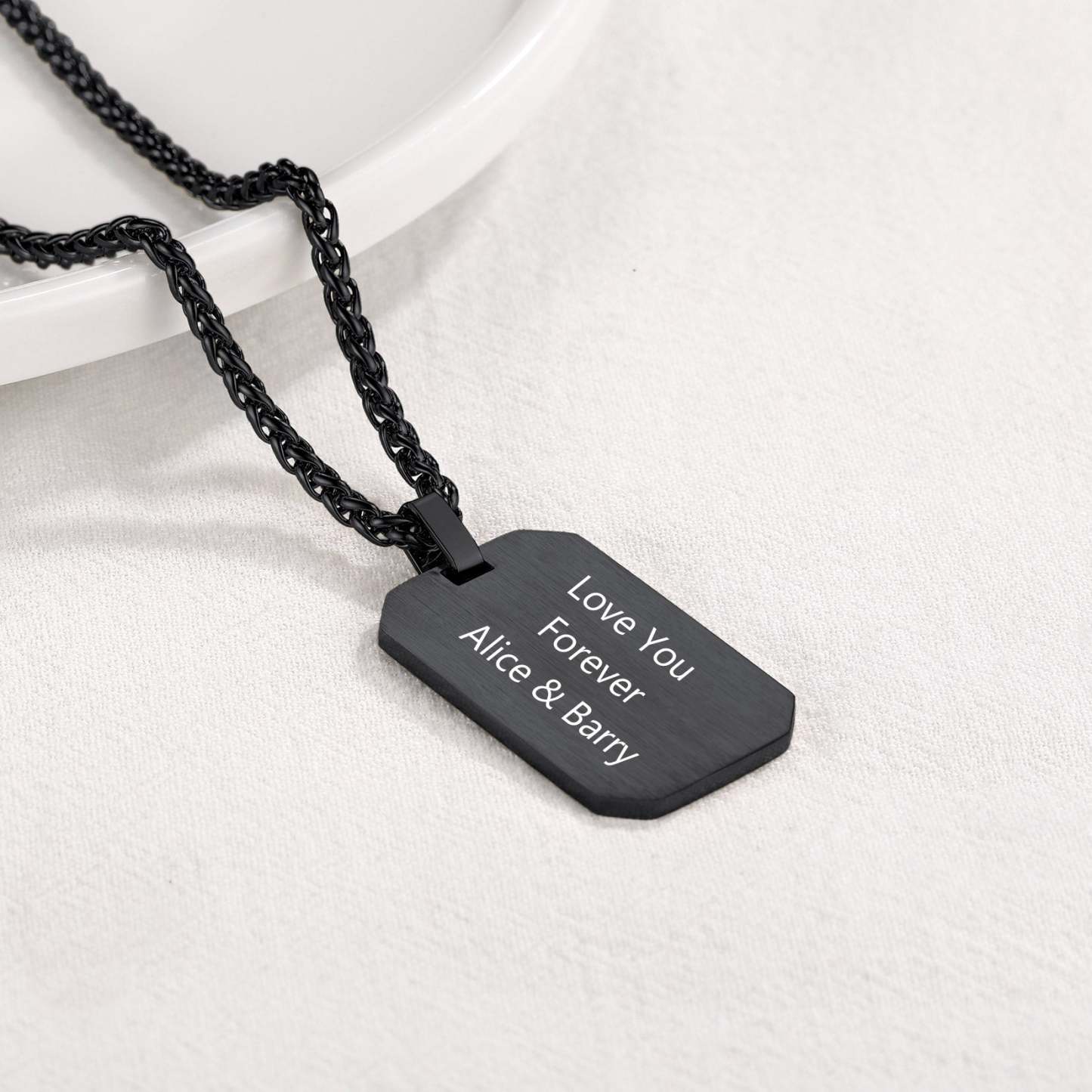 Collier Médaillon Octogonal Personnalisé Noir 