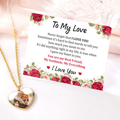 Collier Cœur Personnalisé avec Photo Gravée Cadeau pour Femme