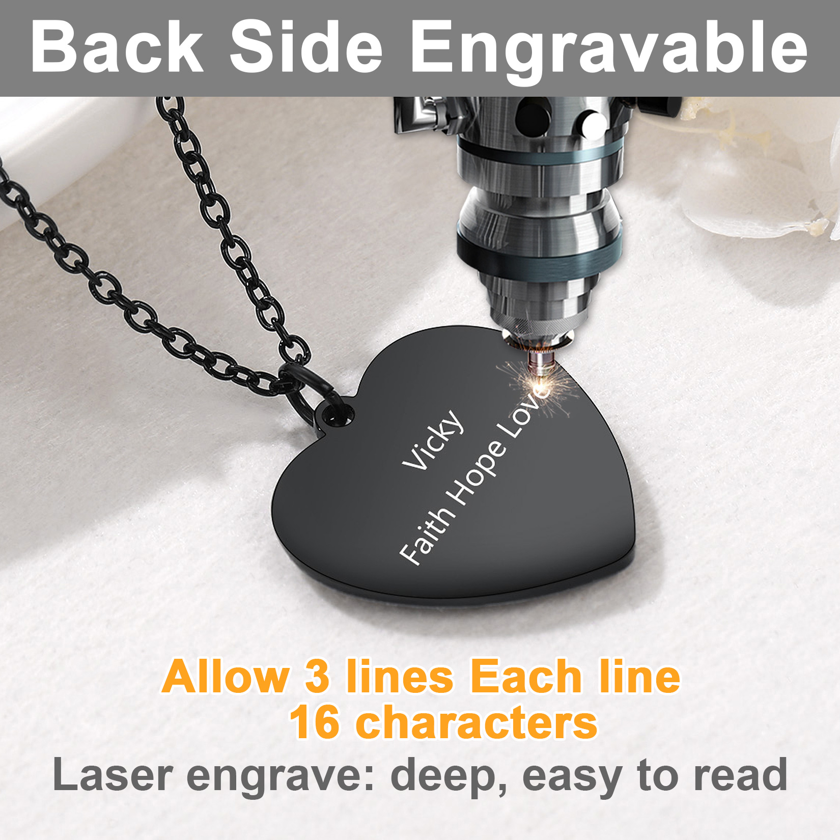 Collier Cœur Gravée pour Femme