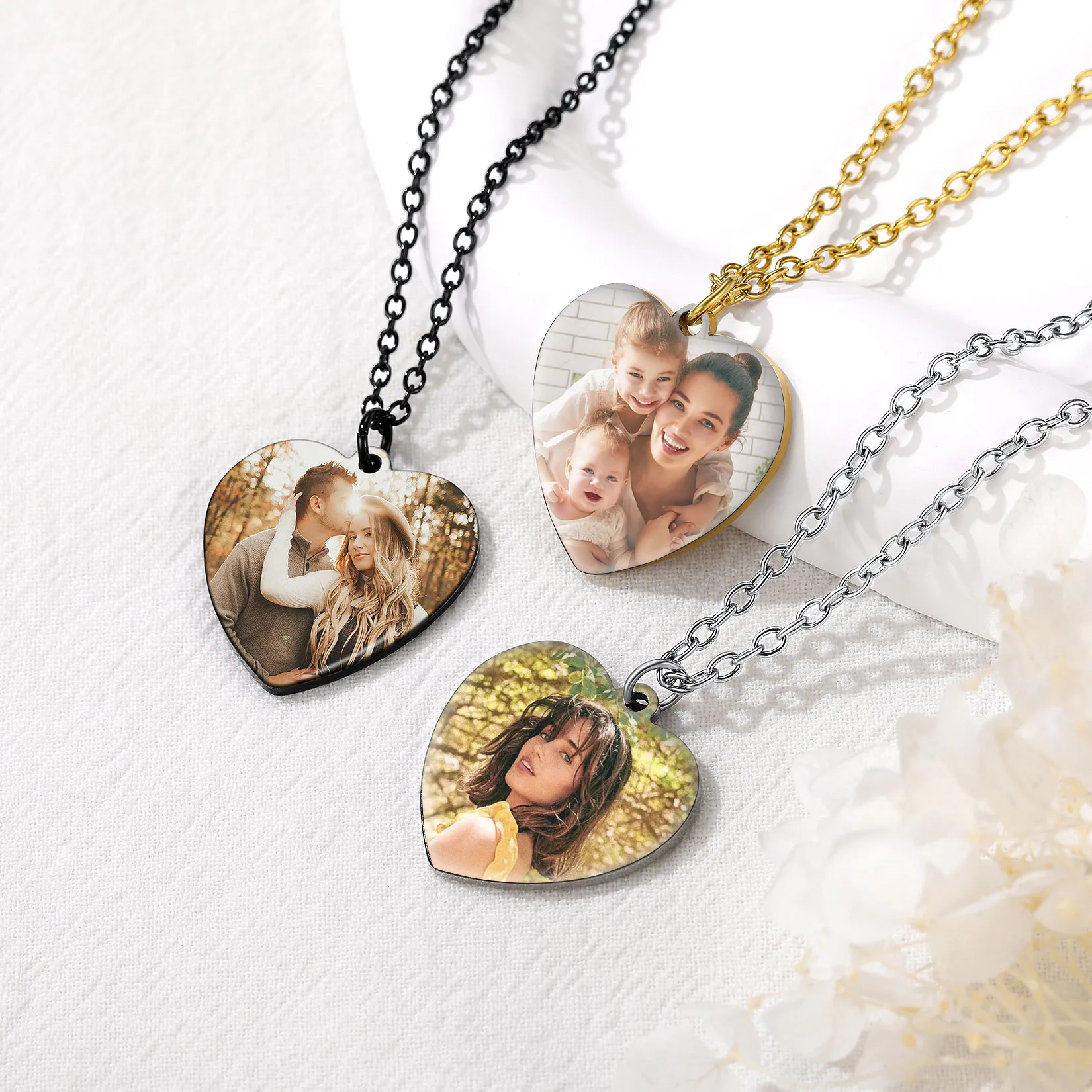 Collier Collection Cœur Personnalisé avec Photo Gravée pour Femme