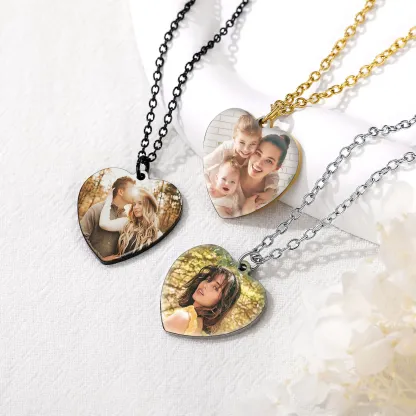 Collier Collection Cœur Personnalisé avec Photo Gravée pour Femme