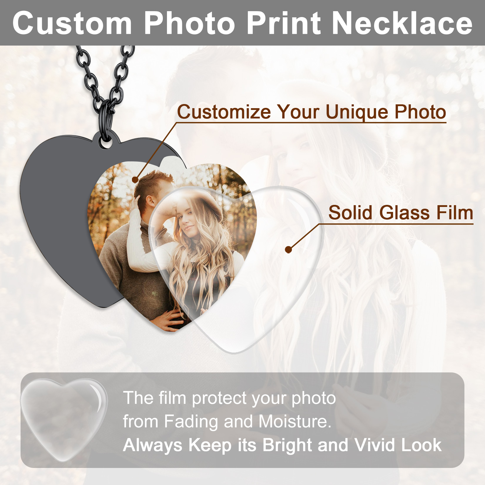Collier  Personnalisé avec Photo Gravée pour Femme