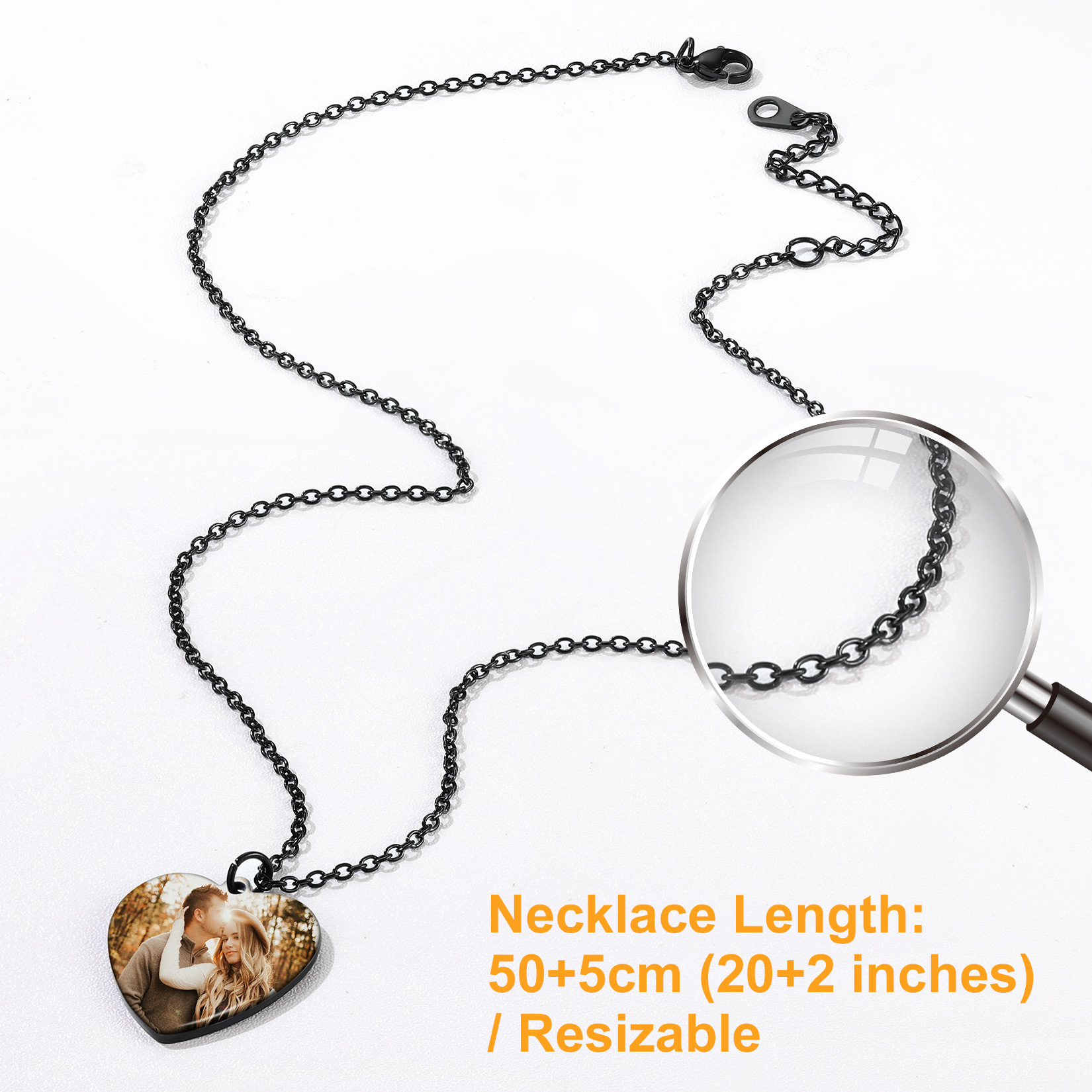 Collier Cœur Personnalisé avec Photo Gravée pour Femme Détail