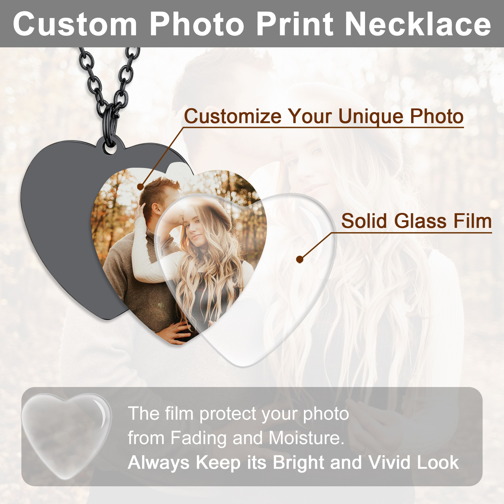 Collier  Personnalisé avec Photo Gravée pour Femme
