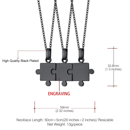 Colliers Puzzle Personnalisés pour Famille ou Amis Taille