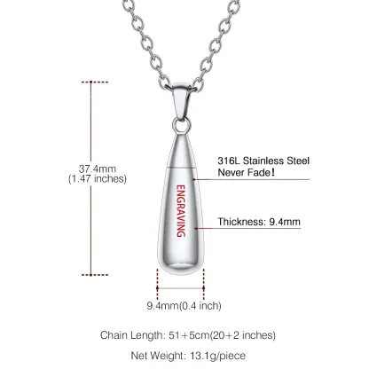Collier Urne Personnalisé en Forme de Goutte pour Cendres