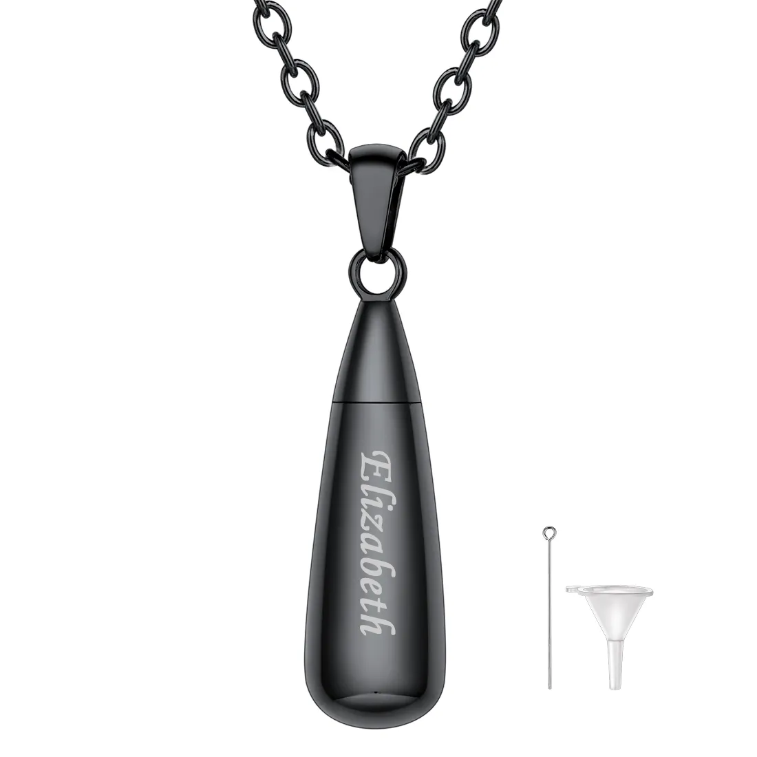 Collier Urne Personnalisé Goutte pour Cendres Noir