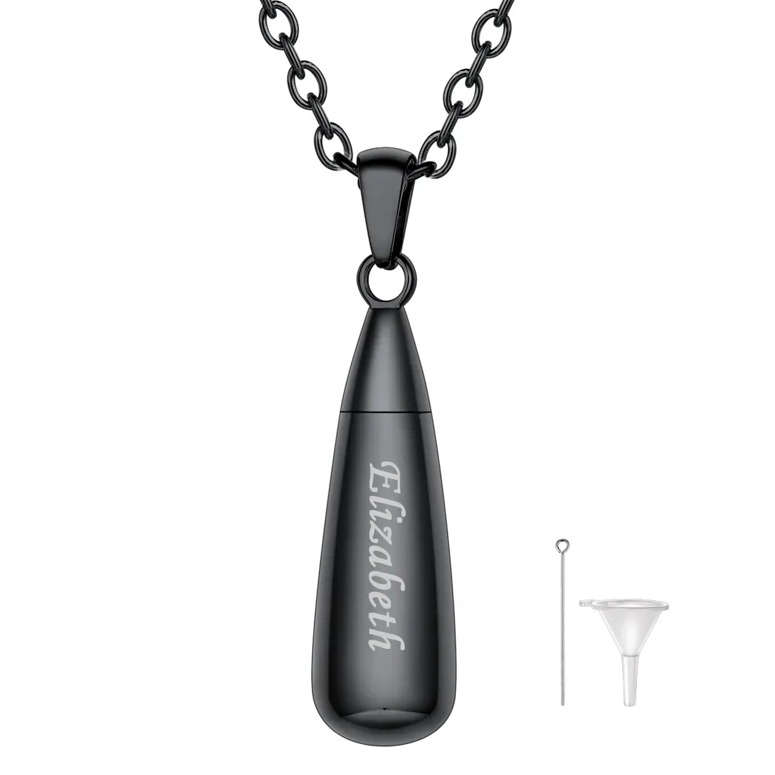 Collier Urne Personnalisé Goutte pour Cendres Noir