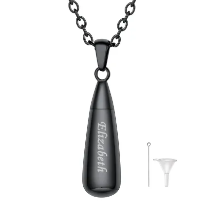 Collier Urne Personnalisé Goutte pour Cendres Noir