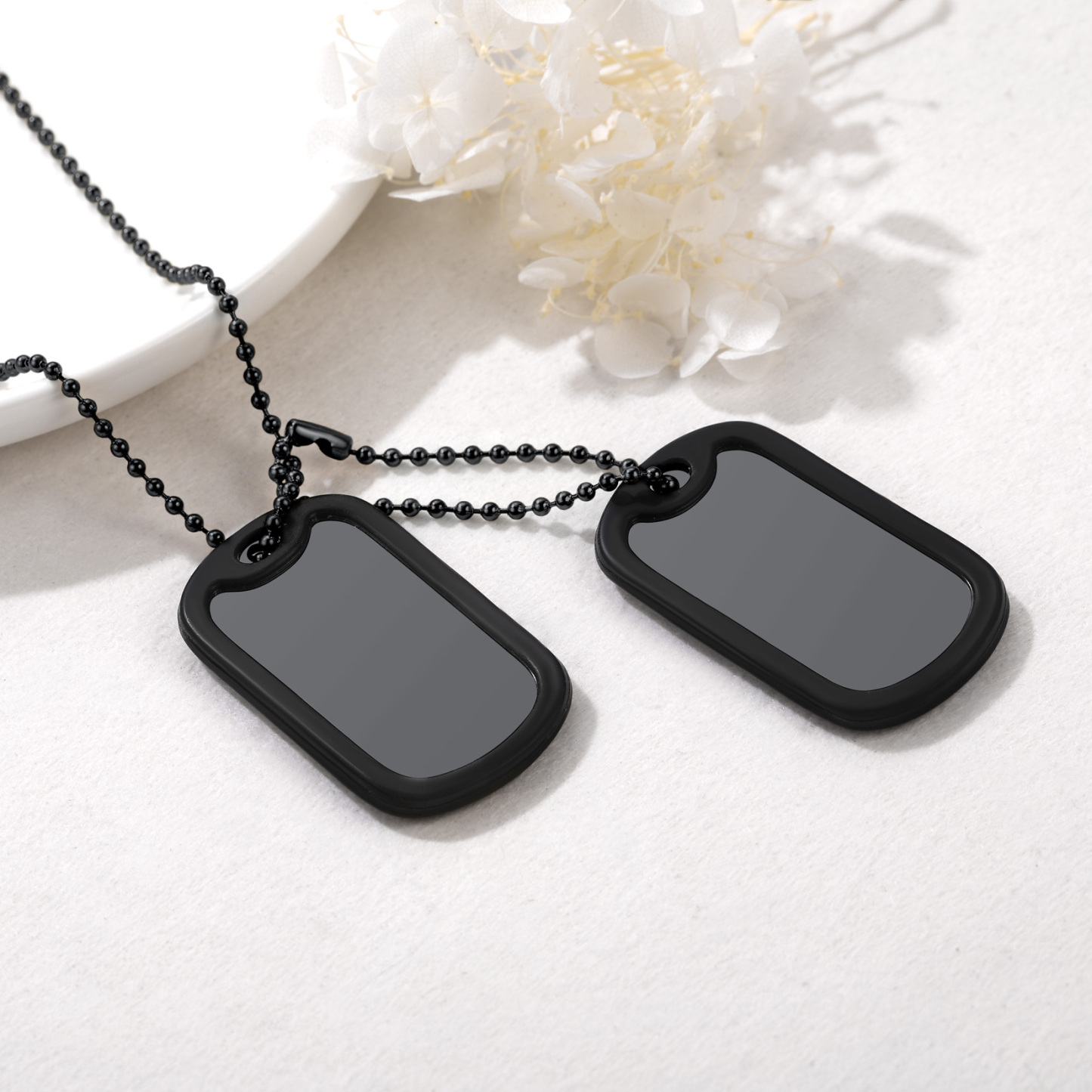Custom Photo 2pcs Dog Tag Necklace for Men Women Scène
