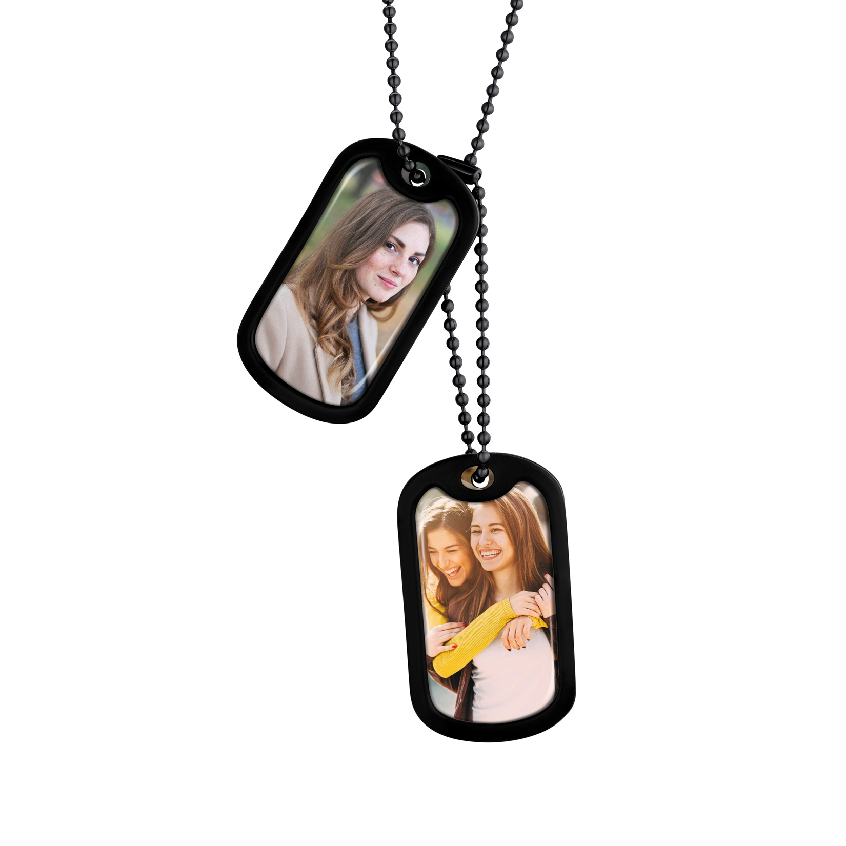 Custom Photo 2pcs Dog Tag Necklace for Men Women Noir